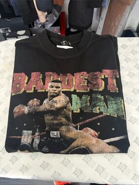 Black "Baddest Man" Graphic Boxing Tee